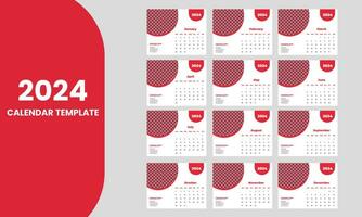 2024 calendar template design vector