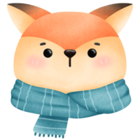 Isolated cute fox face head wear scarf in winter png