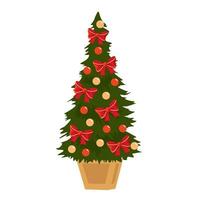 decorado Navidad árbol en un de madera pararse. ilustrado vector clipart.