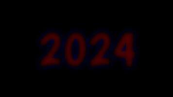 Neon text animation with the words 2024 flashing. video