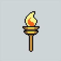 Pixel art illustration torch. Pixelated torch. medieval torch icon pixelated for the pixel art game and icon for website and video game. old school retro. vector