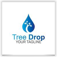 Vector pure tree of life logo design with water drop element symbol for ecology environmen icon premium elegant template vector eps 10