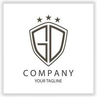 GD GO Logo monogram with shield shape isolated black colors on outline design template premium elegant template vector eps 10