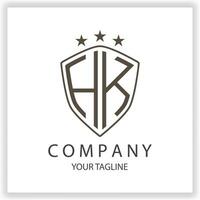HK Logo monogram with shield shape isolated black colors on outline design template premium elegant template vector eps 10