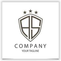AS Logo monogram with shield shape isolated black colors on outline design template premium elegant template vector eps 10