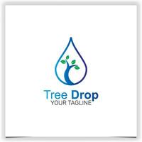 Vector pure tree of life logo design with water drop element symbol for ecology environmen icon premium elegant template vector eps 10