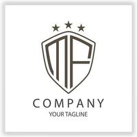 MF Logo monogram with shield shape isolated black colors on outline design template premium elegant template vector eps 10