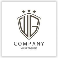 WG Logo monogram with shield shape isolated black colors on outline design template premium elegant template vector eps 10