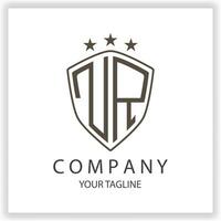 NR Logo monogram with shield shape isolated black colors on outline design template premium elegant template vector eps 10