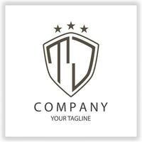 TJ Logo monogram with shield shape isolated black colors on outline design template premium elegant template vector eps 10