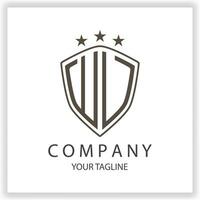 WV WU Logo monogram with shield shape isolated black colors on outline design template premium elegant template vector eps 10