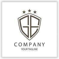 GE Logo monogram with shield shape isolated black colors on outline design template premium elegant template vector eps 10
