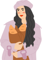 mujer con un pan png