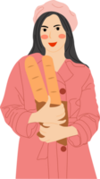 mujer con un pan png