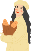 mujer con un pan png