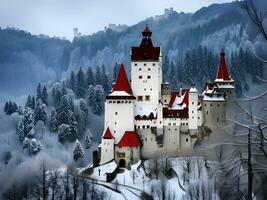 the beautiful abandoned castle in the mountains photo