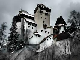 the beautiful abandoned castle in the mountains photo