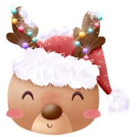 Cute Christmas Reindeer Face Illustration png