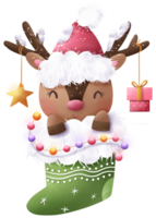 mignonne Noël renne visage illustration png