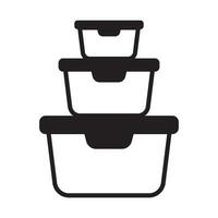 Food container icon. Lunchbox icon. Organising food storage containers. Vector icon isolated on white background.