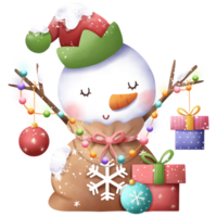 glad jul snögubbe illustration png