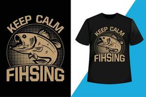 Keep calm fishing t shirt design vector