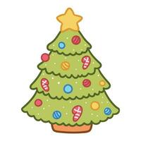 decorated christmas tree. cute christmas tree isolated on white vector