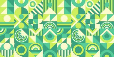 Green geometry pattern bauhaus minimal 20s style vector