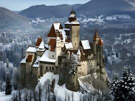 the beautiful abandoned castle in the mountains photo