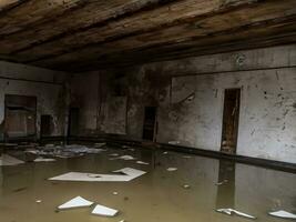 interior of a house after a flooded earthquake, photo