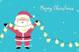 Santa claus with lights, Christmas greeting card vector