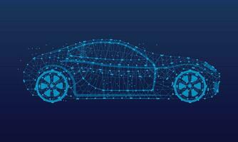 Abstract car on a blue background. Polygonal wireframe illustration vector