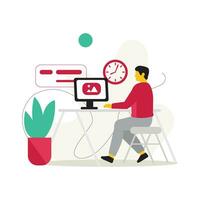 Man working at home, Remote work concept, Vector illustration in flat style