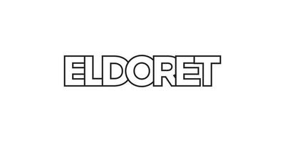 Eldoret in the Kenya emblem. The design features a geometric style, vector illustration with bold typography in a modern font. The graphic slogan lettering.