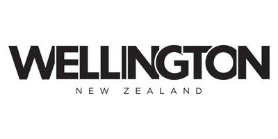 Wellington en el nuevo Zelanda emblema. el diseño caracteristicas un geométrico estilo, vector ilustración con negrita tipografía en un moderno fuente. el gráfico eslogan letras.