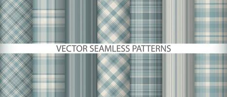 Set pattern seamless fabric. Texture textile vector. Plaid background check tartan. vector