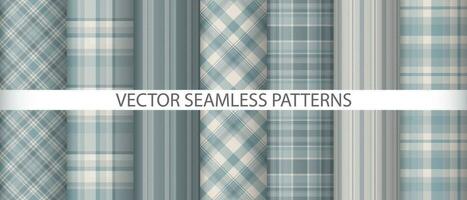 Set pattern seamless fabric. Texture textile vector. Plaid background check tartan. vector