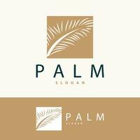 Palm Leaf Logo Design Vector Simple Minimalist Symbol Illustration Template