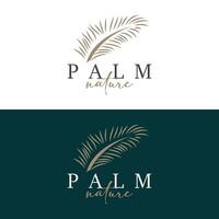 Palm Leaf Logo Design Vector Simple Minimalist Symbol Illustration Template