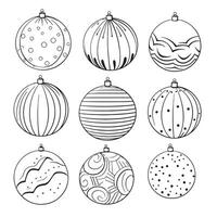 Christmas balls set, hand drawn sketch. Symbol of Christmas and New Year. vector