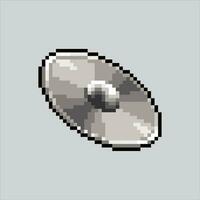 Pixel art illustration shield. Pixelated metal shield. Steel metal shield icon pixelated for the pixel art game and icon for website and video game. old school retro. vector