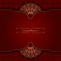 Red background with golden mandala ornament vector