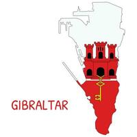 Gibraltar National Flag Shaped as Country Map vector