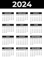 Monthly Calendar Template for 2024 Week Starts on Sunday vector