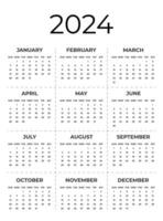 Monthly Calendar Template for 2024 vector