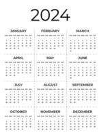 mensual calendario modelo para 2024 vector