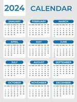 2024 calendario modelo para negocio profesionales vector