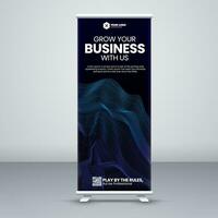 modern roll up banner design with wave design vector