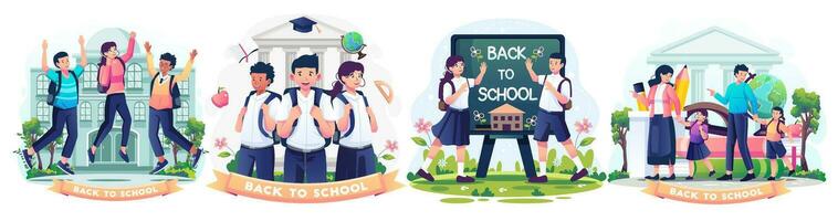 Set of Back to school concept design vector illustration