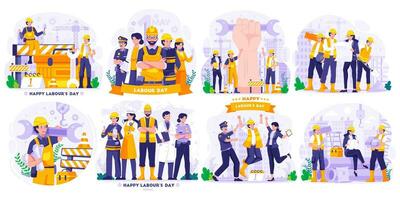 Huge Illustration Set of Labour Day concept vector illustration